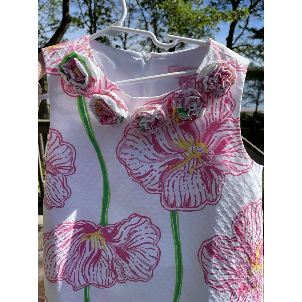 Lilly Pulitzer Little Lilly Classic Shift Dress "Clover Cup" Floral Print Girl 8
